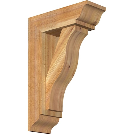 Ekena Millwork Funston Traditional Rough Sawn Bracket w/ Offset Brace, Western Red Cedar, 6"W x 16"D x 24"H BKT0604X16X24FST01RWR